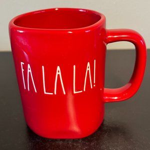 Rae Dunn Artisan Collection by Magenta Red FA LA LA! Mug ~ Handcrafted Look